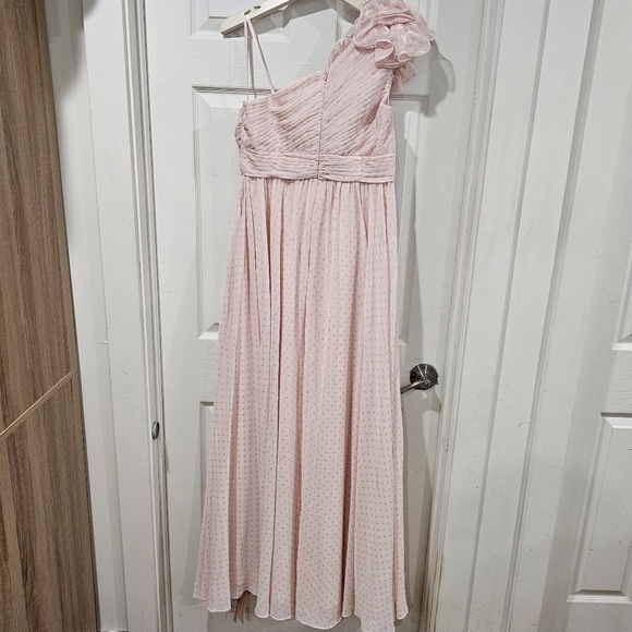 Mac Duggal Pink Polka Dot Ruffled One Shoulder Gown - Picture 3 of 6